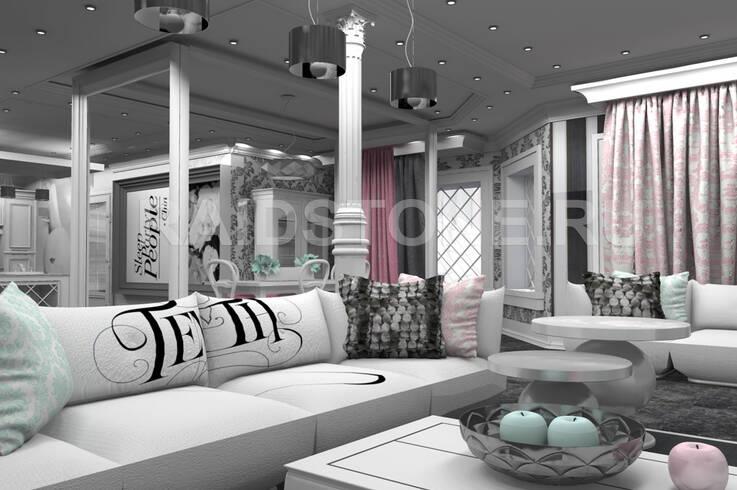 Дизайн проект интерьера квартиры в стиле Романтизм (гостиная)