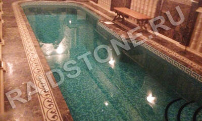 Облицовка бассейна мрамором Имперадор Дарк