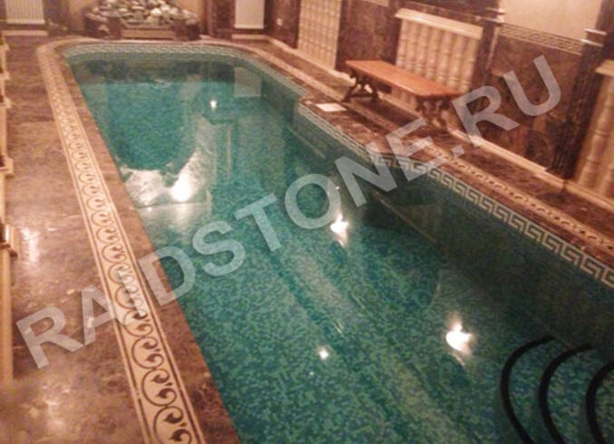 Облицовка бассейна мрамором Имперадор Дарк