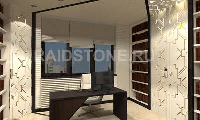 Дизайн проект интерьера квартиры с элементами ар-деко (гостиная, кабинет, кухня)