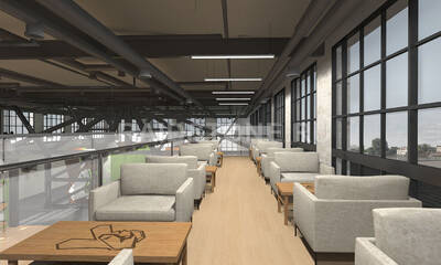 Проект интерьера коворкинг-центра (второй этаж, подиум, ресепшн)