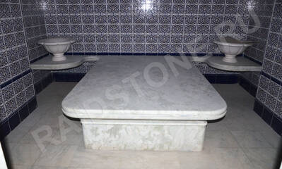 Облицовка хамама мрамором Мисти вайт роуз