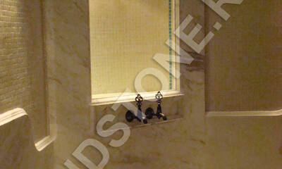 Облицовка хамама мрамором: курна мраморная ручной работы