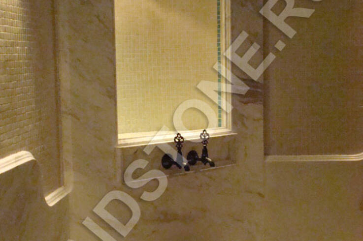 Облицовка хамама мрамором: курна мраморная ручной работы