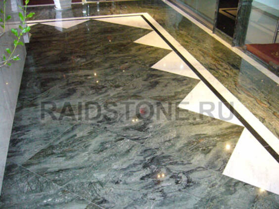 Облицовка пола мрамором Саломе, Мугла и Бидасар грин