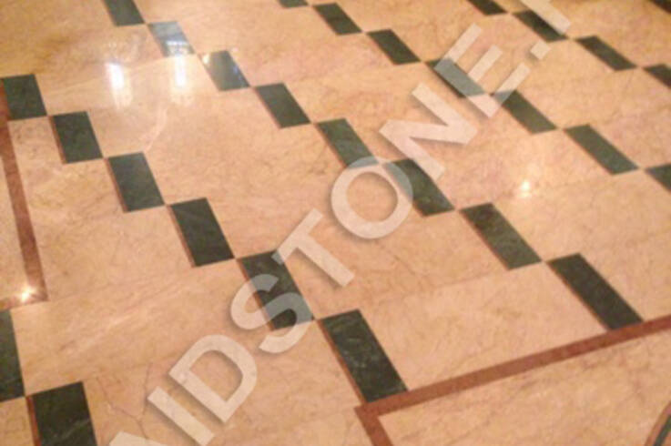 Облицовка ступеней и пола мрамором Санни лайт, Имперадор дарк