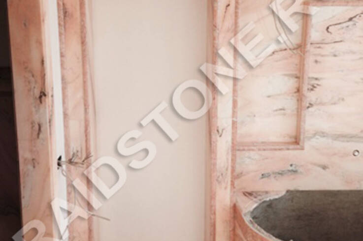 Облицовка ванной комнаты мрамором Россо Португало