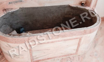 Облицовка ванны мрамором Роза Португало