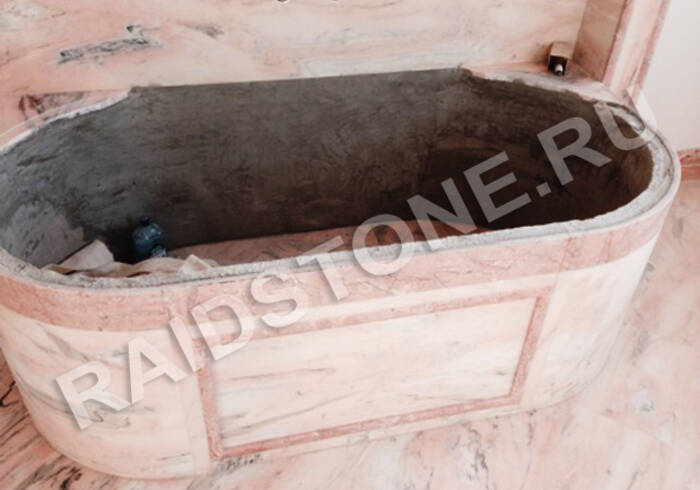 Облицовка ванны мрамором Роза Португало