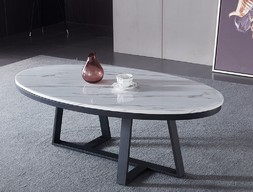 Журнальный столик серый овальный Греческий мрамор