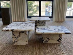 Журнальный стол бело-черный мрамор