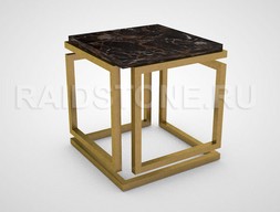 Журнальный столик из мрамора Микеланджело на подстолье из латуни