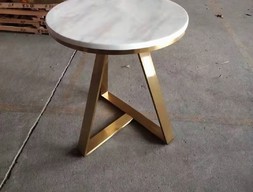 Кофейный столик белый круглый Волокас -Греческий мрамор