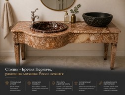 Столик - Бречия Перниче, раковина-мозаика Россо леванте