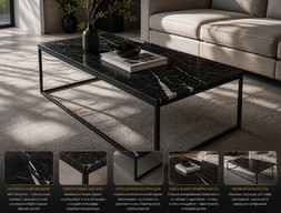 Стол для кафе, мрамор Nero Marquina