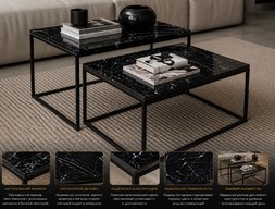 Журнальный столик из мрамора Nero Marquina