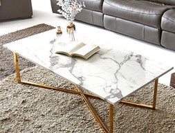 Журнальный стол бело-черный мрамор прямоугольный