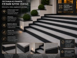 Лестница из гранита Сезам Блэк (G654)