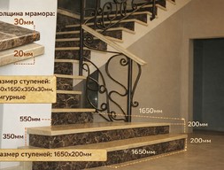 Ступени из мрамора Крема Марфил и Имперадор Дарк