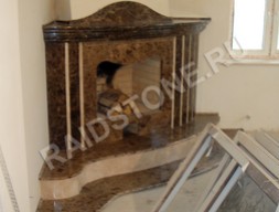Портал углового камина из мрамора Имперадор дарк и Имперадор лайт
