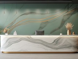 Ресепшн из мрамора Статуарио волны