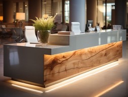 Ресепшн из натурального кварцита Макаубас