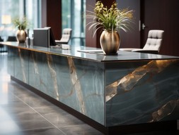 Ресепшн из натурального кварцита под золото