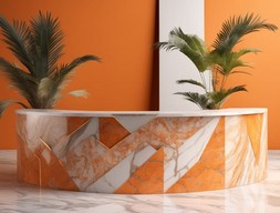 Ресепшн из разного мрамора Брекчия