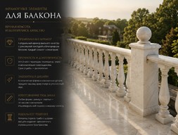 Балясины, перила, тумба с шаром из мрамора на балкон