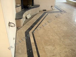 Облицовка камина и пола мрамором Крем марфил, Неро маркина