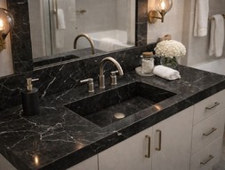 Столешница с раковиной на ванную из натурального кварцита для ванной