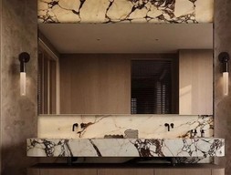 Раковина из керамогранита коричневая
