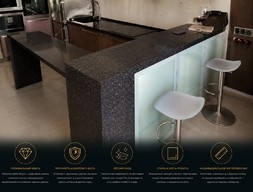 Столешница и барная стойка из кварцевого камня SILESTONE, серия STELLAR, Negro