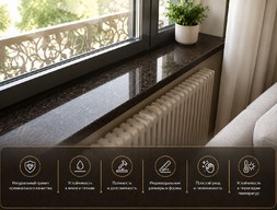 Подоконник из гранита Brown antique