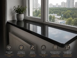 Подоконник из гранита Absolute Black (Т-30мм)
