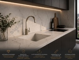 Столешница с раковиной из мрамора на кухню