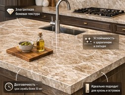Столешница и остров в кухню из мрамора Emperador Light