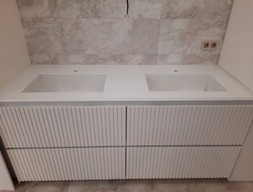 Столешница с раковинами (белый мрамор)