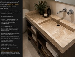 Столешница с раковиной  из мрамора Дайно Реале